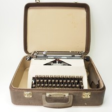 Vintage Facit 1620 Typewriter Writing Machine Rare Portable Beige w/ Case MCM picture