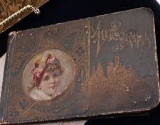 1889 Victorian Autograph Album Pressed Clover Lebanon IL St Louis picture