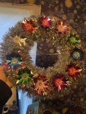Mr Christmas 16” Tinsel Wreath Viral TikTok Lighted Retro Decor NO MUSIC picture