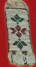 Early Native American Indian Handmade Buckskin Seed Beaded Fringed Watch Fob 6