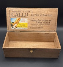 Vintage 1950s Swiss Gallo Filter Cigarillo Box, Gautschi & Hauri Tobacco Box picture