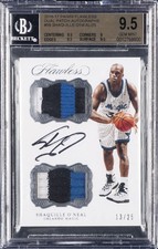 2016 PANINI FLAWLESS SHAQUILLE O'NEAL/25 #59 DUAL PATCH AUTOGRAPHS BGS 9.5 picture