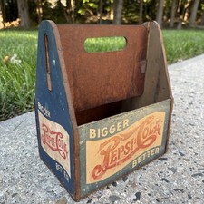 Antique Bigger Better Pepsi Cola Masonite 6-Pack Soda Bottle Carrier Vintage picture