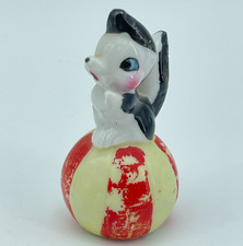Vintage Japan Skunk Baseball Ceramic Figurine Hand Painted Kitsch Decor 2.5in picture