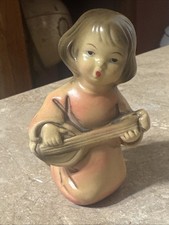 Vintage Fine A Quality Japan Angel with Mandolin Figurine - Mid Century Cherub picture