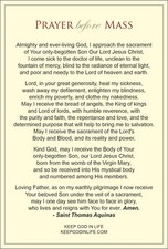 Prayer Before Mass, Prayer After Mass, Prayer Card, 4x6 inches, 5-pack picture